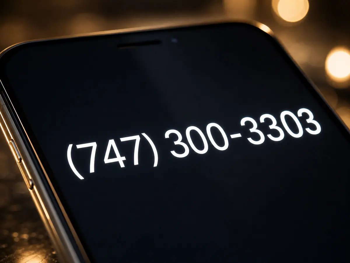 Smartphone screen showing a real repeating digit VIP phone number
